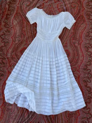 1940s Shirred Cotton Prairie Dress