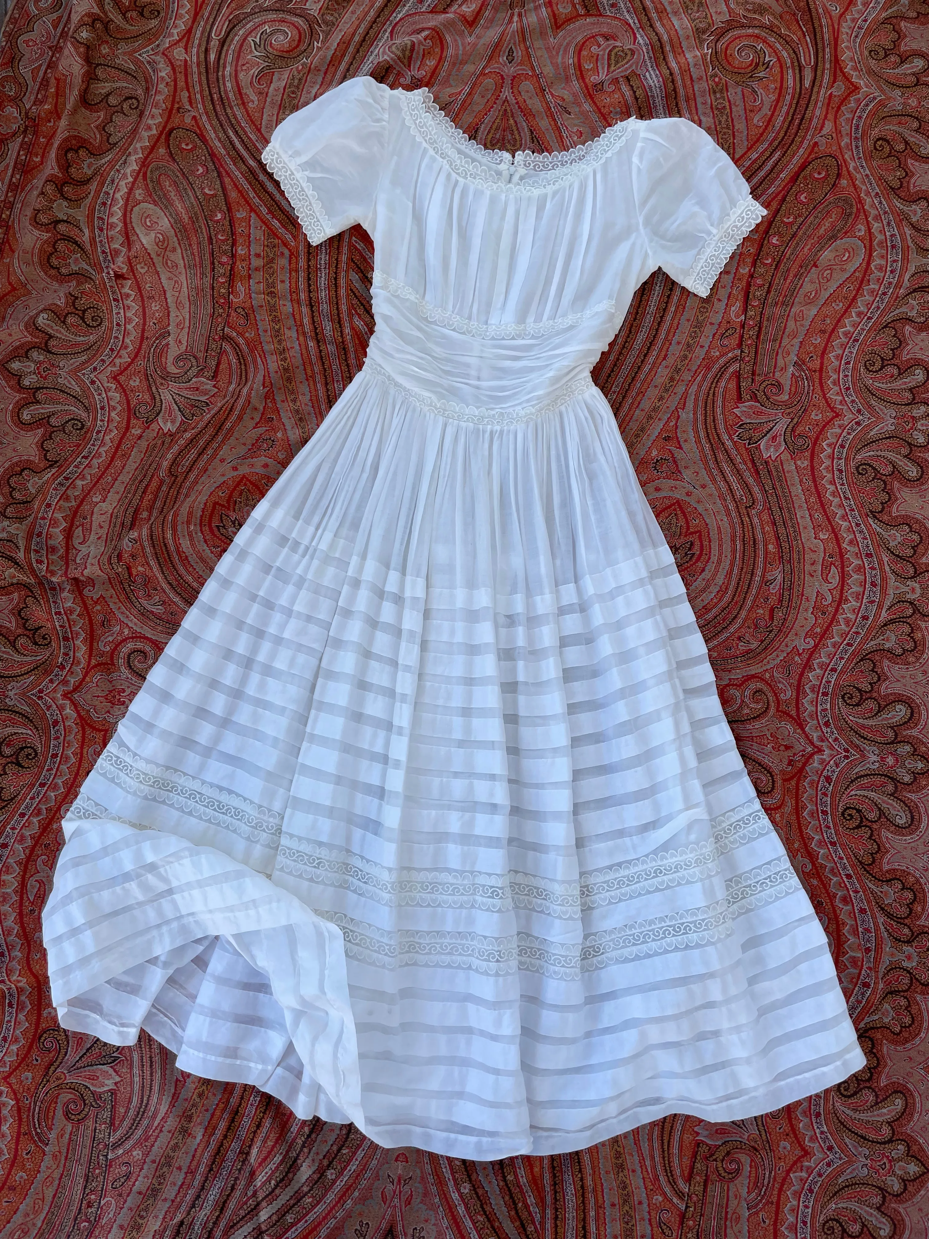 1940s Shirred Cotton Prairie Dress