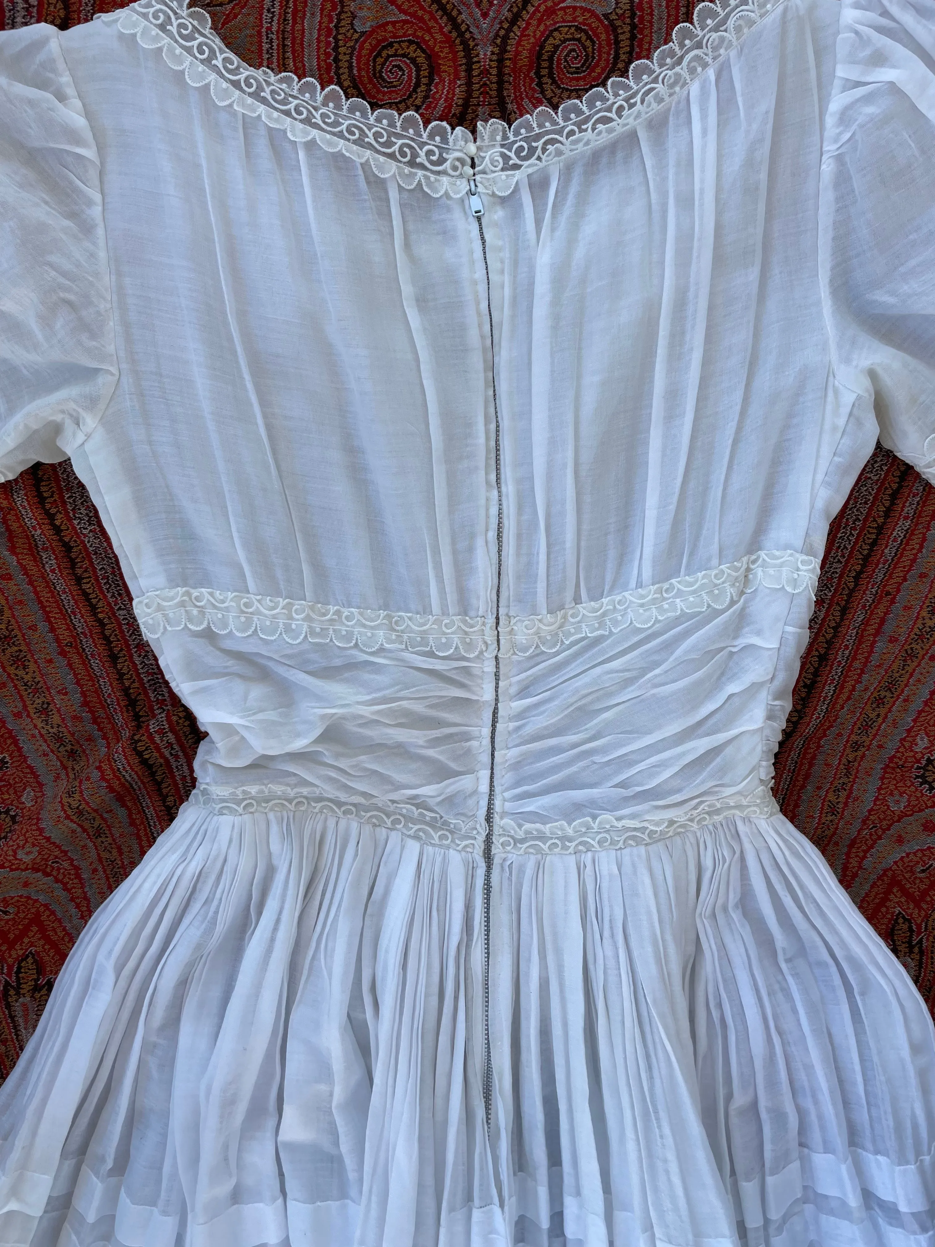 1940s Shirred Cotton Prairie Dress
