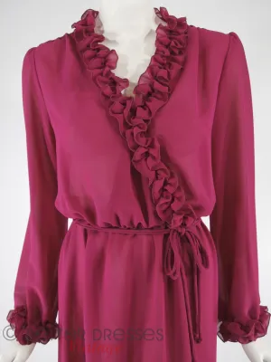 70s/80s Ruffle Front Secretary Dress