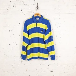 Adidas Striped Long Sleeve Polo Shirt - Blue - M