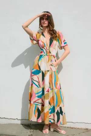 Adina Plunging Tiered Maxi Dress