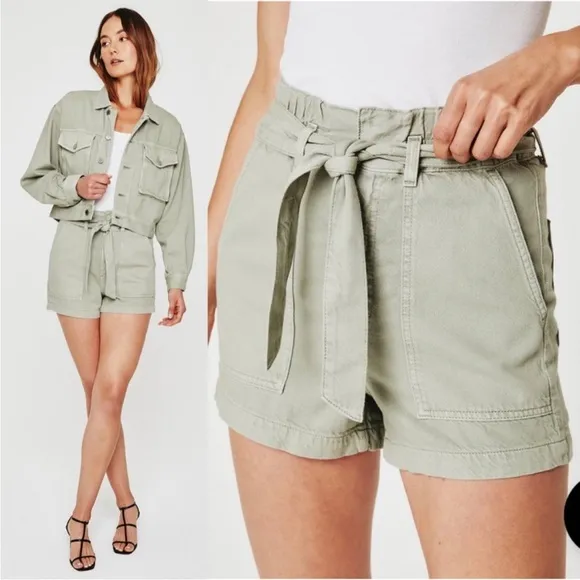 Adriano Goldschmied Paperbag Kai Shorts Sulfur Natural Agave