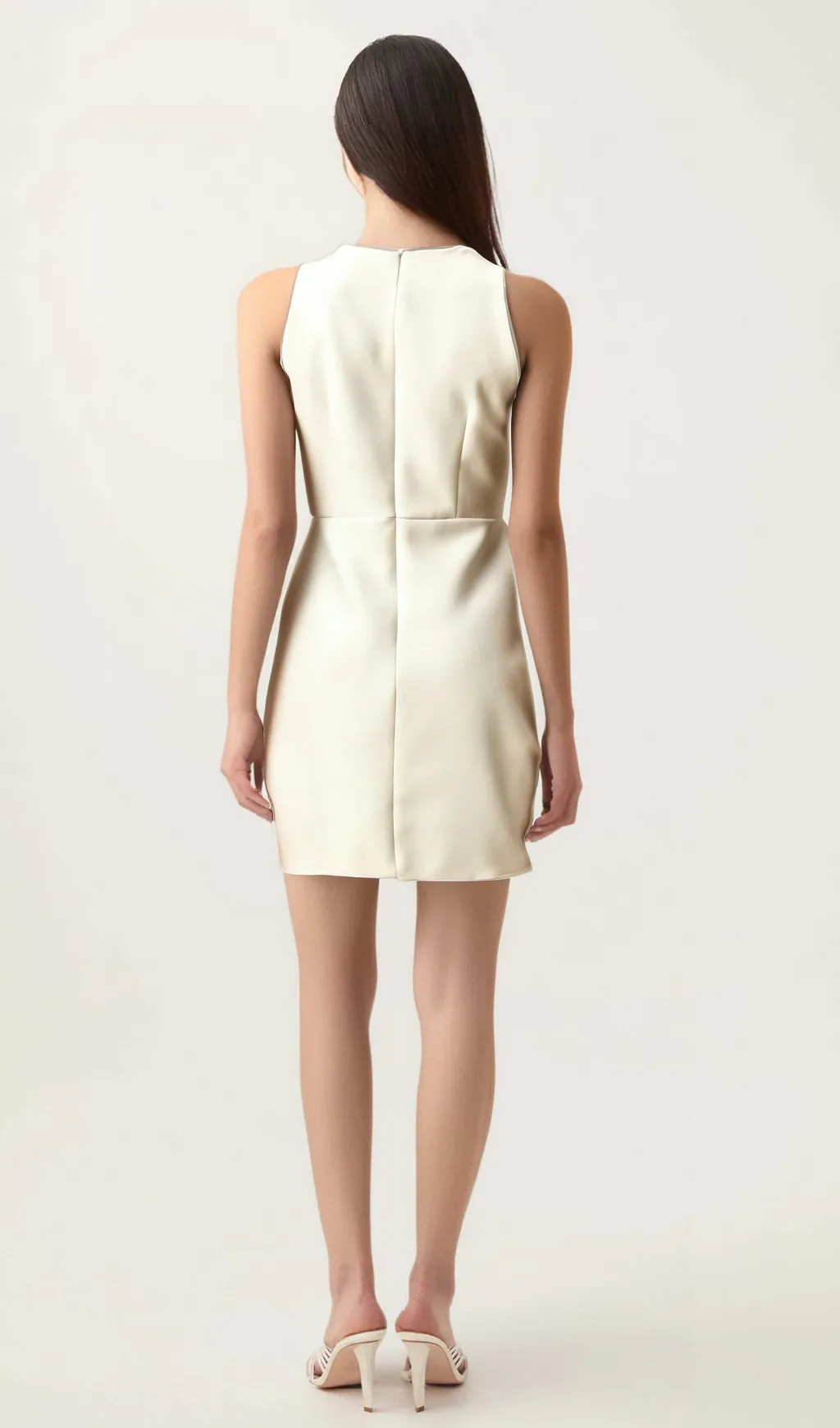Adrielle white flower-motif puff mini dress