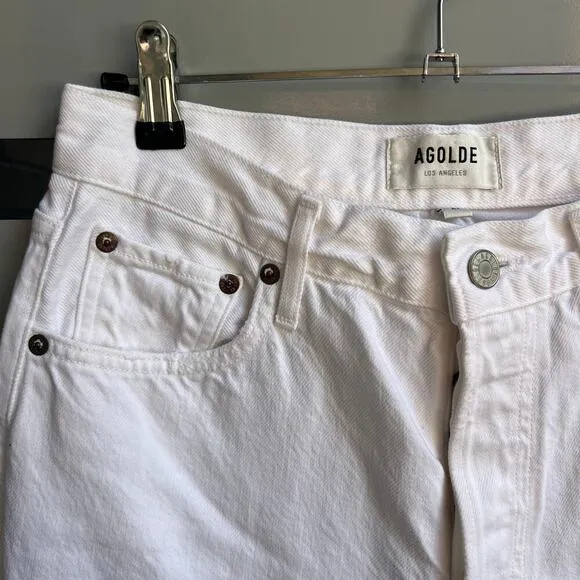 AGOLDE Fen White High Rise Straight Leg Distressed Jeans Size 27