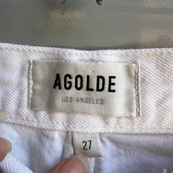 AGOLDE Fen White High Rise Straight Leg Distressed Jeans Size 27