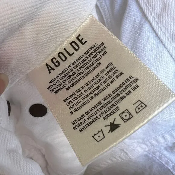 AGOLDE Fen White High Rise Straight Leg Distressed Jeans Size 27