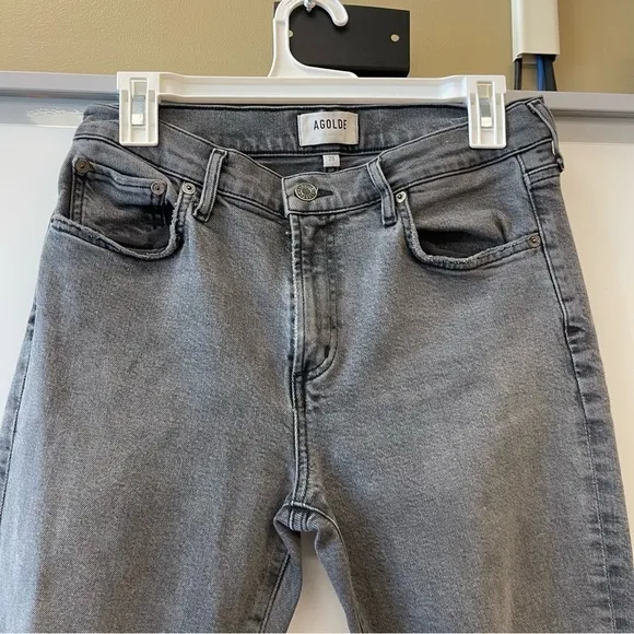 Agolde Toni Mid Rise Straight Leg Jeans in Ceremony Gray 28