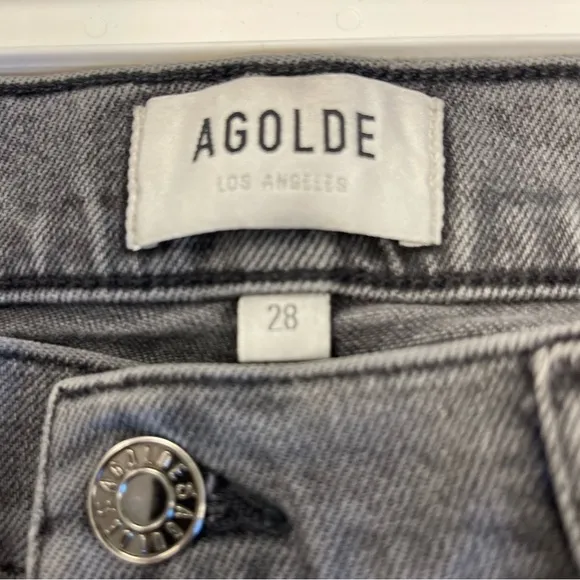 Agolde Toni Mid Rise Straight Leg Jeans in Ceremony Gray 28