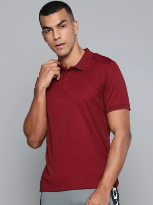 Alcis Men Maroon Solid Polo Collar T-shirt