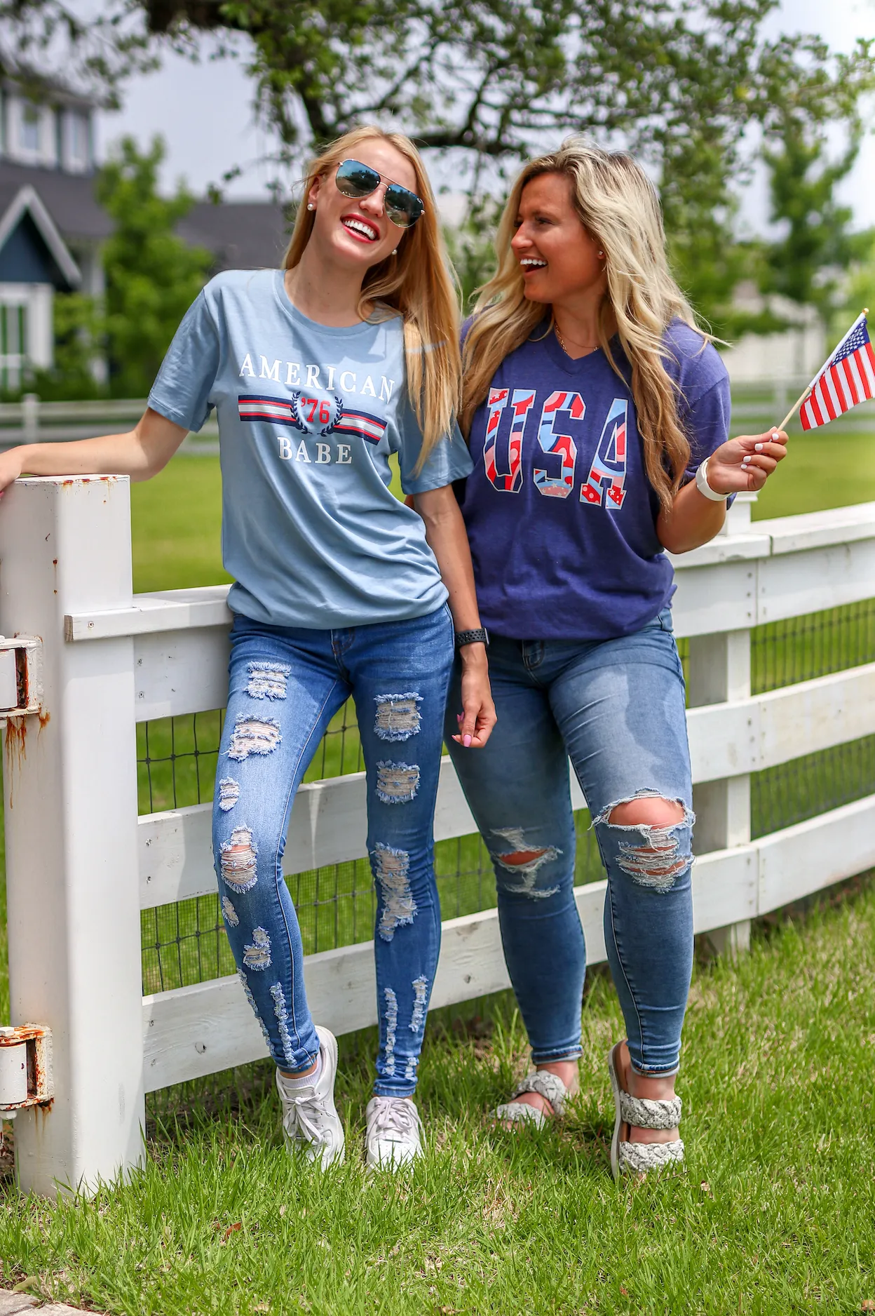 American Babe (Steel Blue) - Short Sleeve / Crew