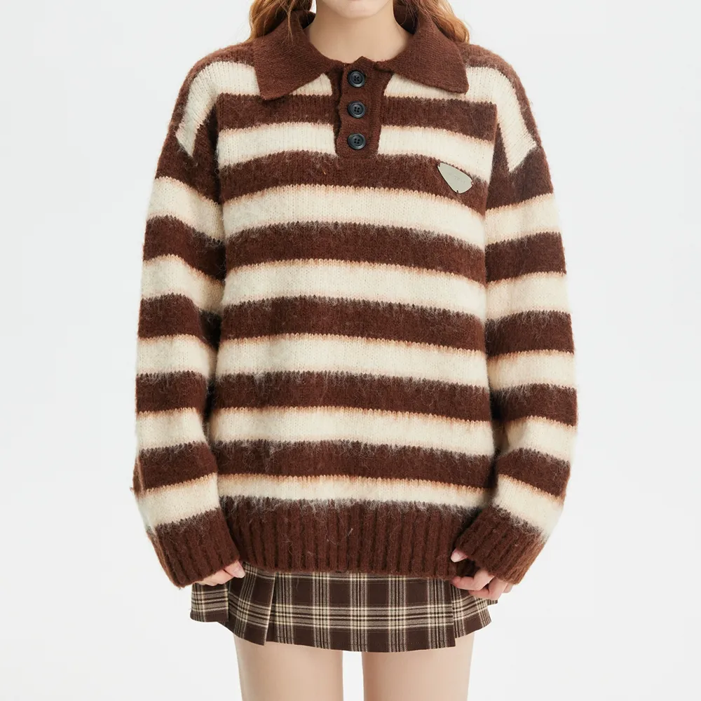American Striped Brown Polo Sweater
