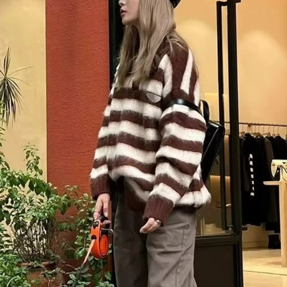 American Striped Brown Polo Sweater