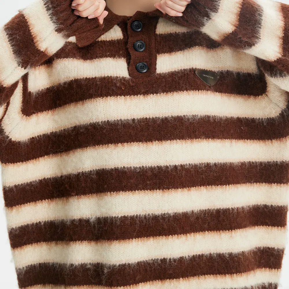 American Striped Brown Polo Sweater