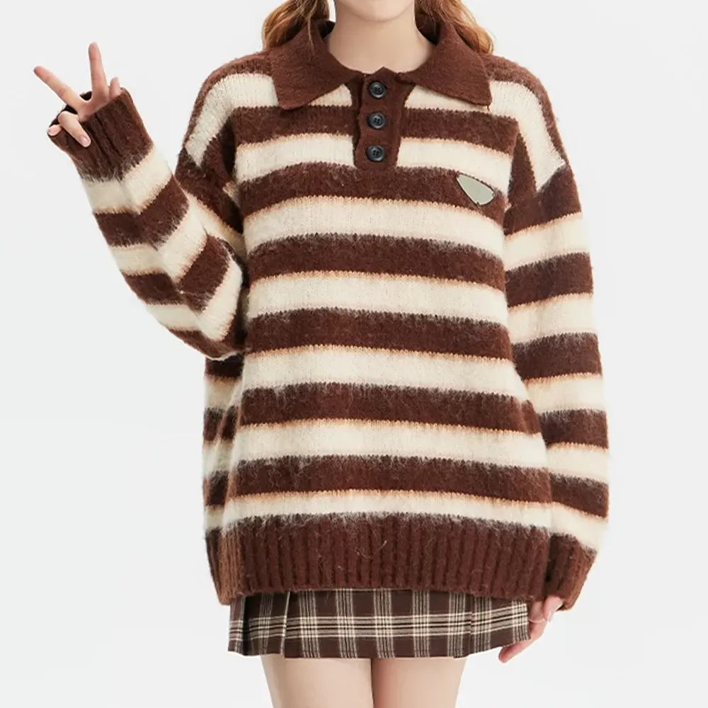 American Striped Brown Polo Sweater