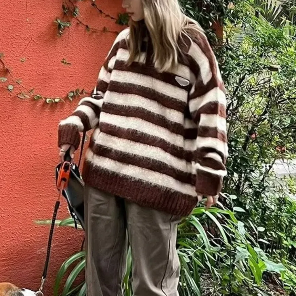 American Striped Brown Polo Sweater