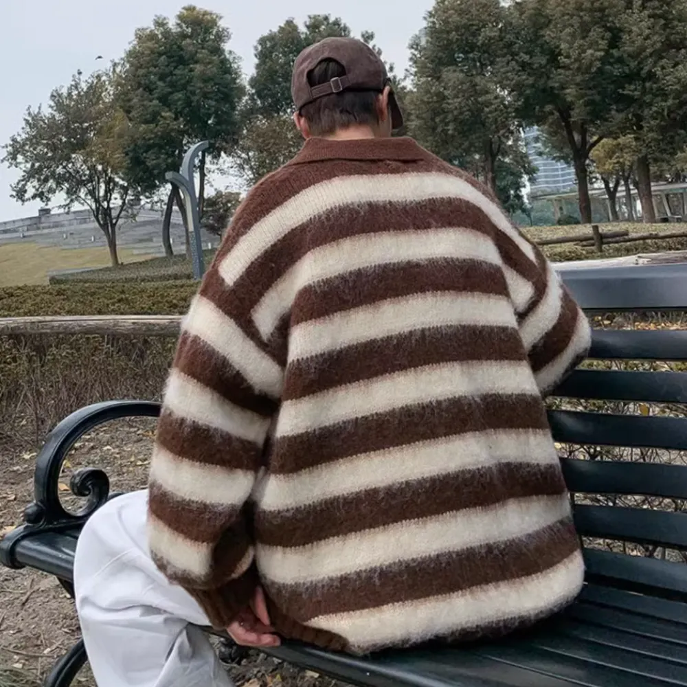 American Striped Brown Polo Sweater