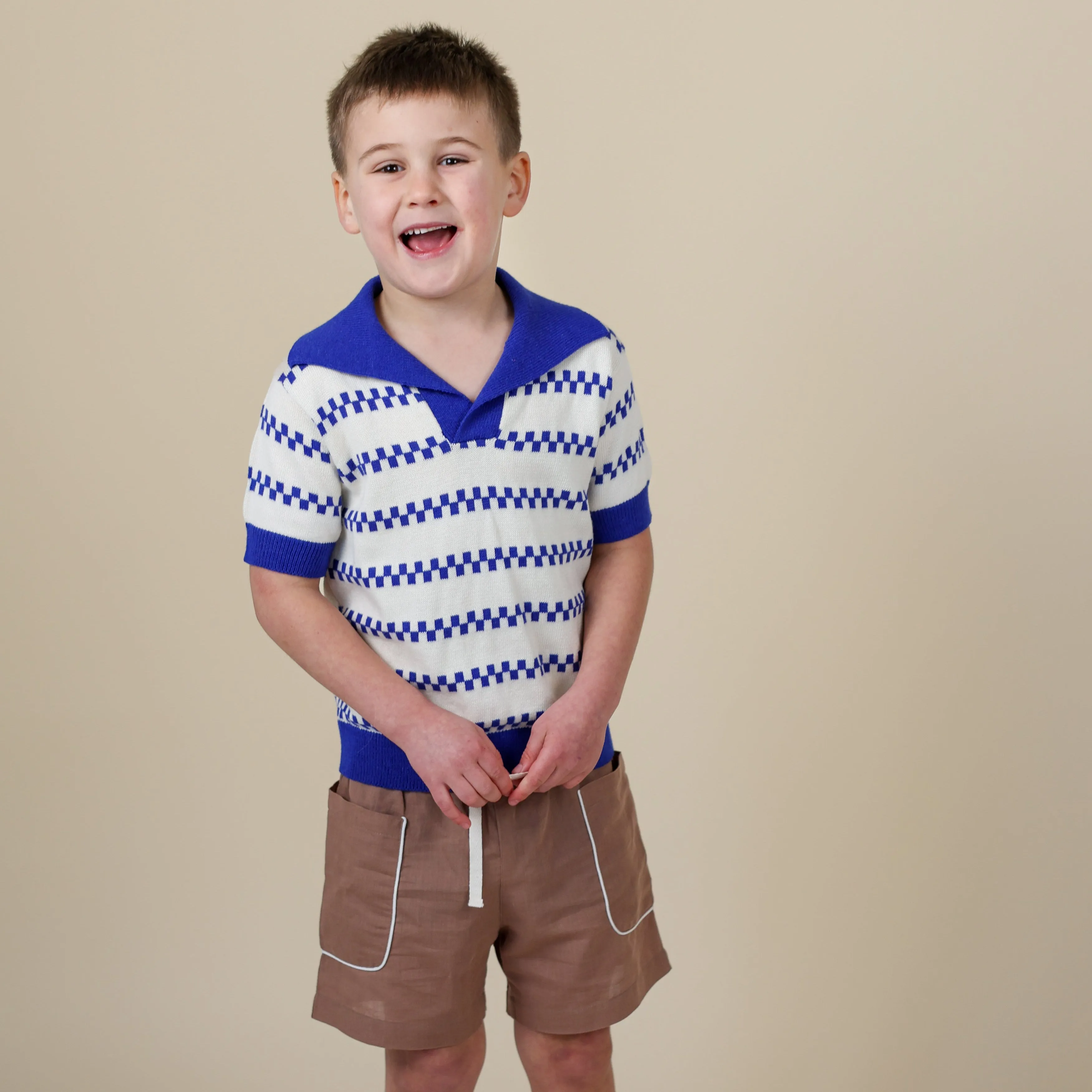 AMES SWEATER, AEGEAN BLUE AND OPALINE