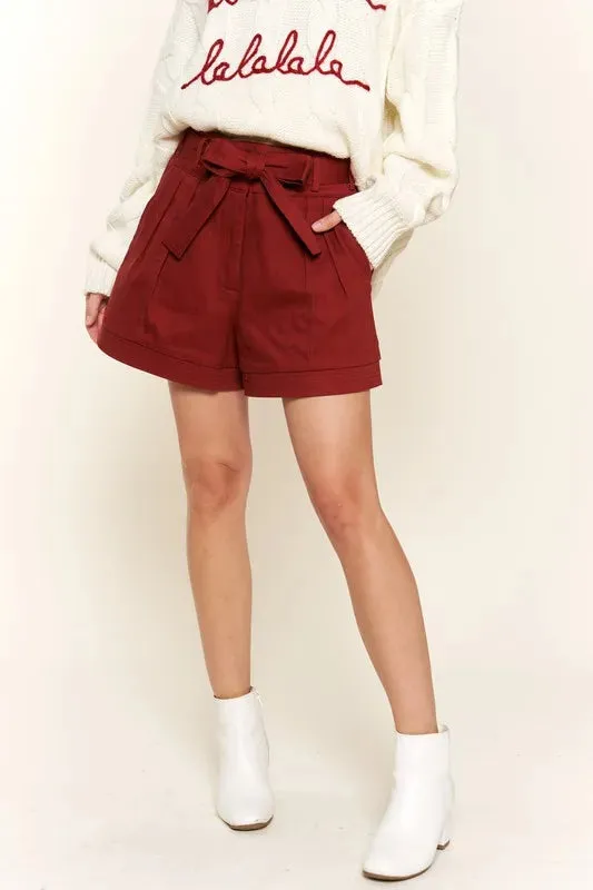 And The Why Ribbon Belt Basic Shorts