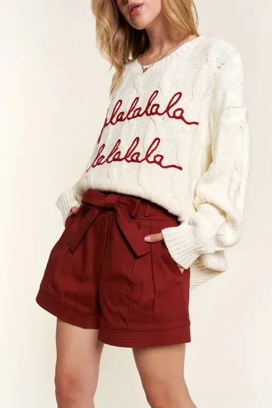 And The Why Ribbon Belt Basic Shorts