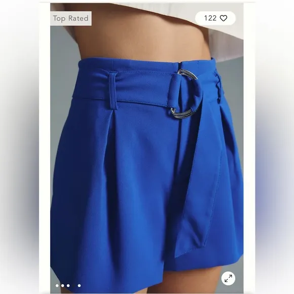 Anthropologie Maeve Blue Tailored Paperbag Shorts Size 14 NWT