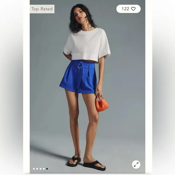Anthropologie Maeve Blue Tailored Paperbag Shorts Size 14 NWT