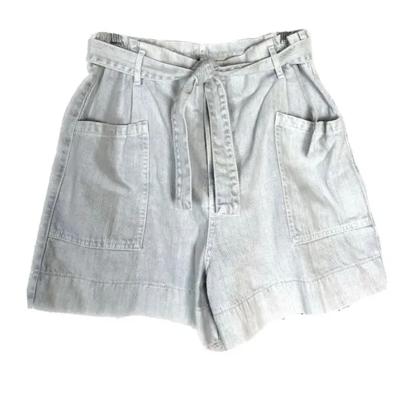 Anthropologie Pilcro Ultra High-Rise Acid Wash  Paperbag Denim Shorts