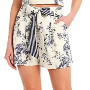 Antonio Melani Ellie Floral Tie Paperbag Waist Pleated Coordinating Shorts
