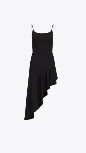 Asymetric Ruffled String Dress - Black