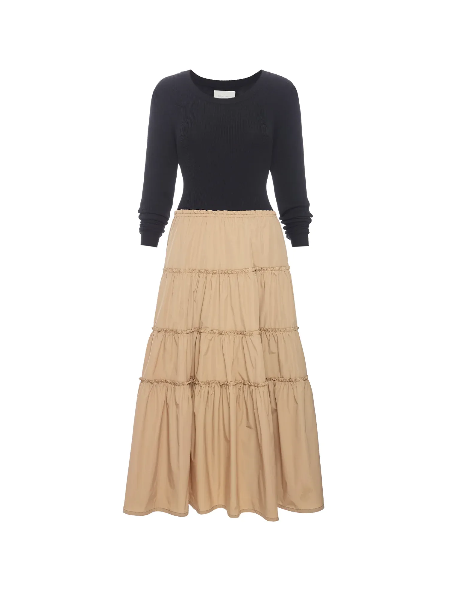 AVA TIERED DRESS IN CAMEL COMBO