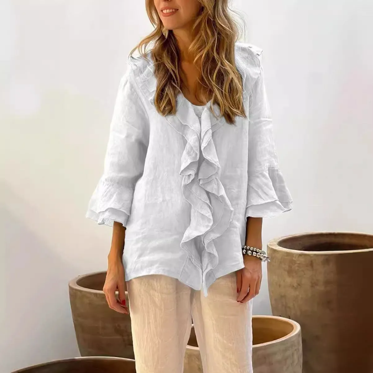 AVRIL - FLOWY RUFFLE BLOUSE