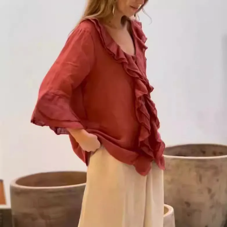 AVRIL - FLOWY RUFFLE BLOUSE