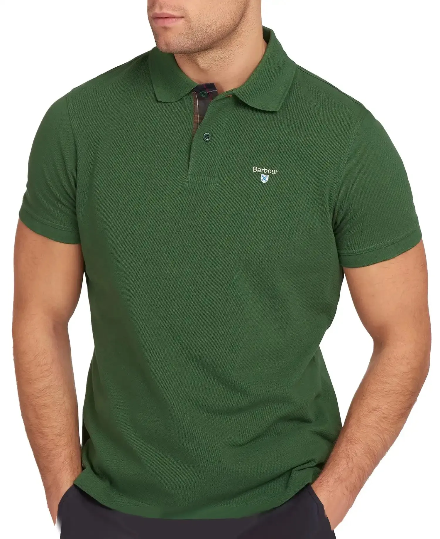 Barbour Men's Tartan Pique Polo Shirt Racing Green