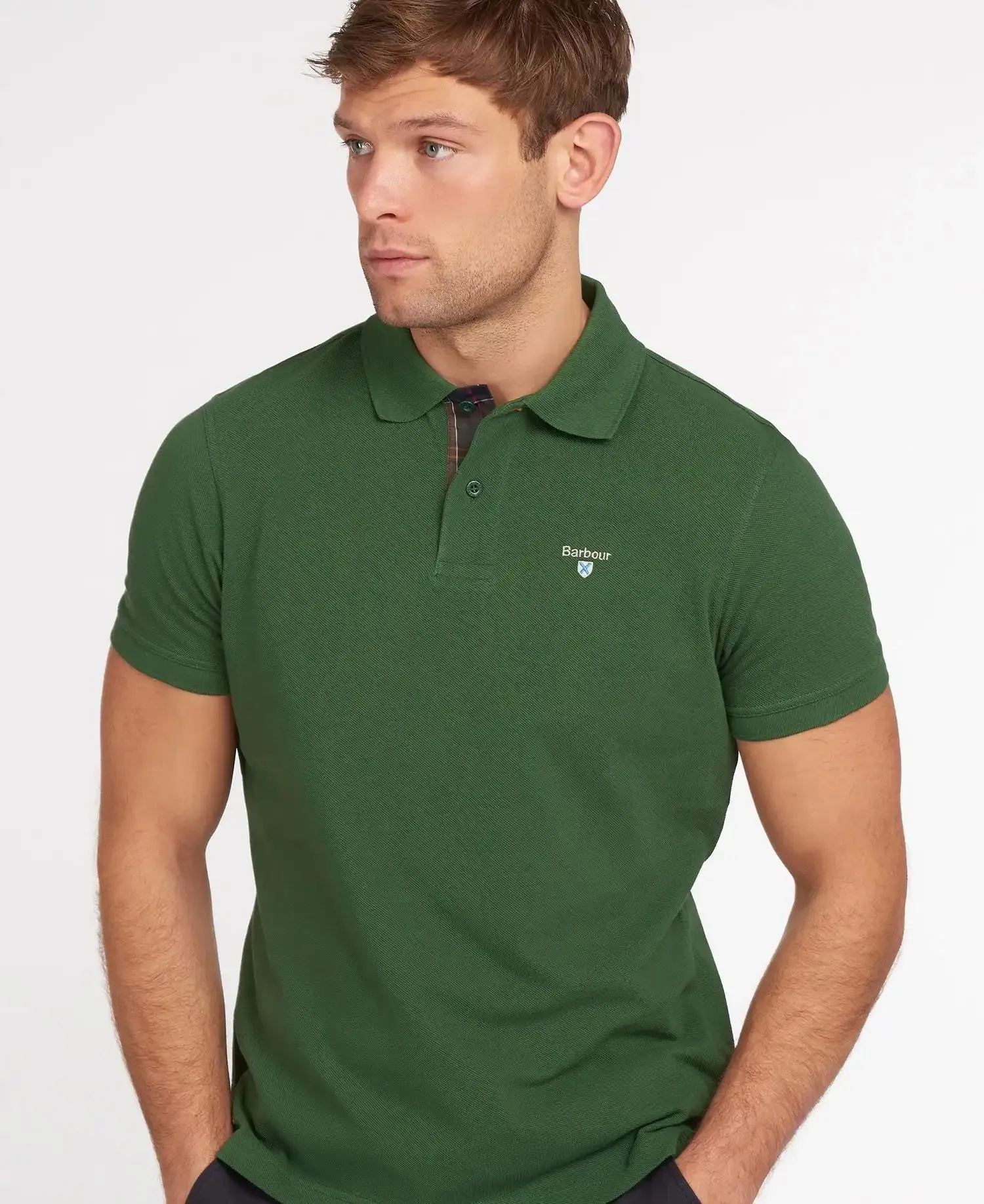 Barbour Men's Tartan Pique Polo Shirt Racing Green