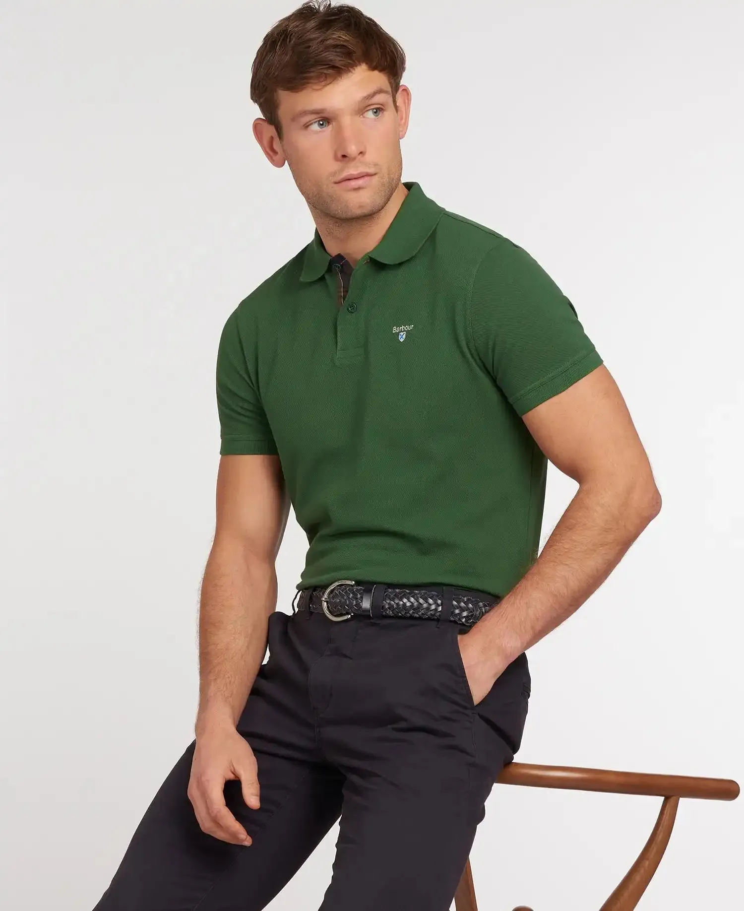 Barbour Men's Tartan Pique Polo Shirt Racing Green