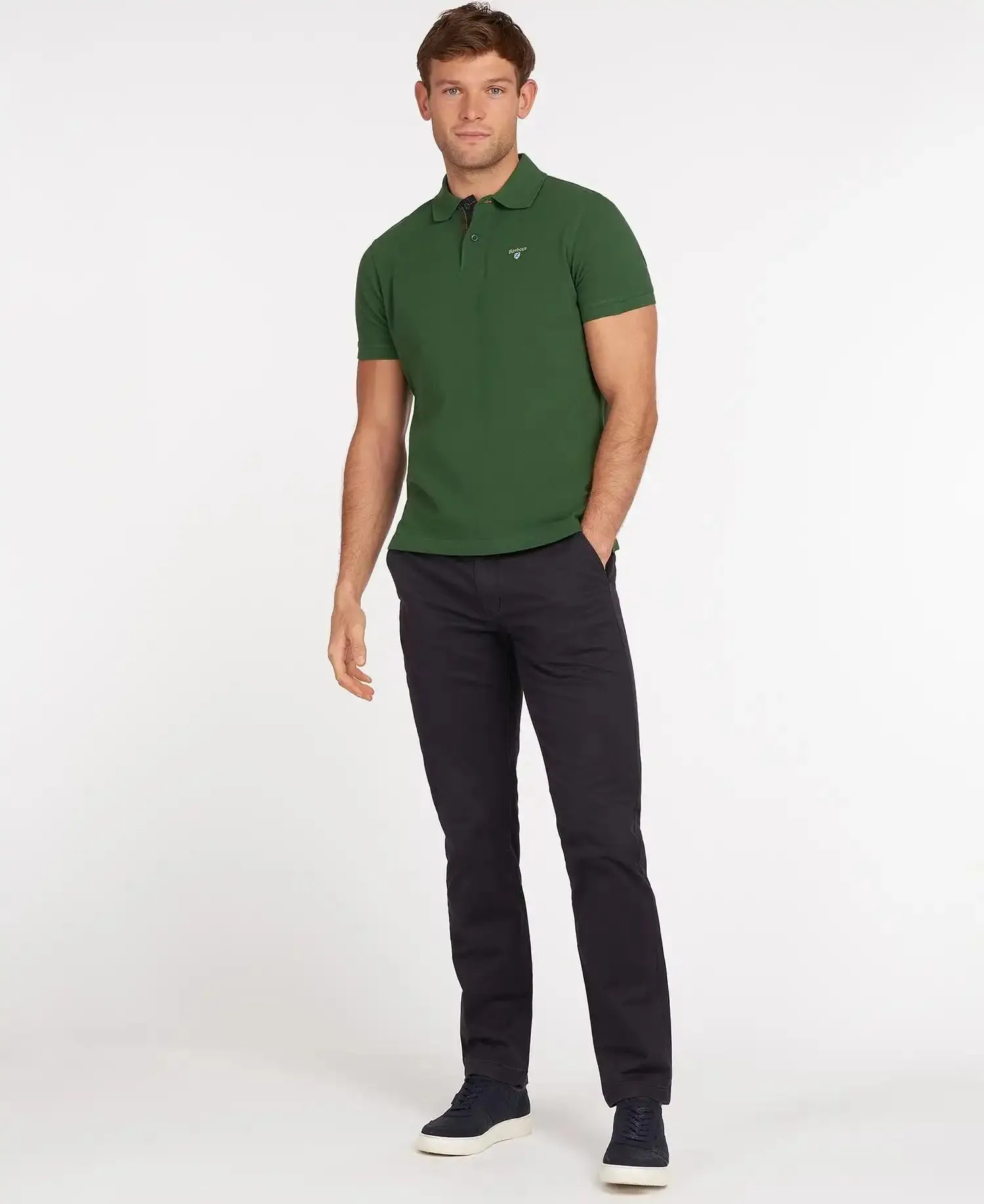 Barbour Men's Tartan Pique Polo Shirt Racing Green