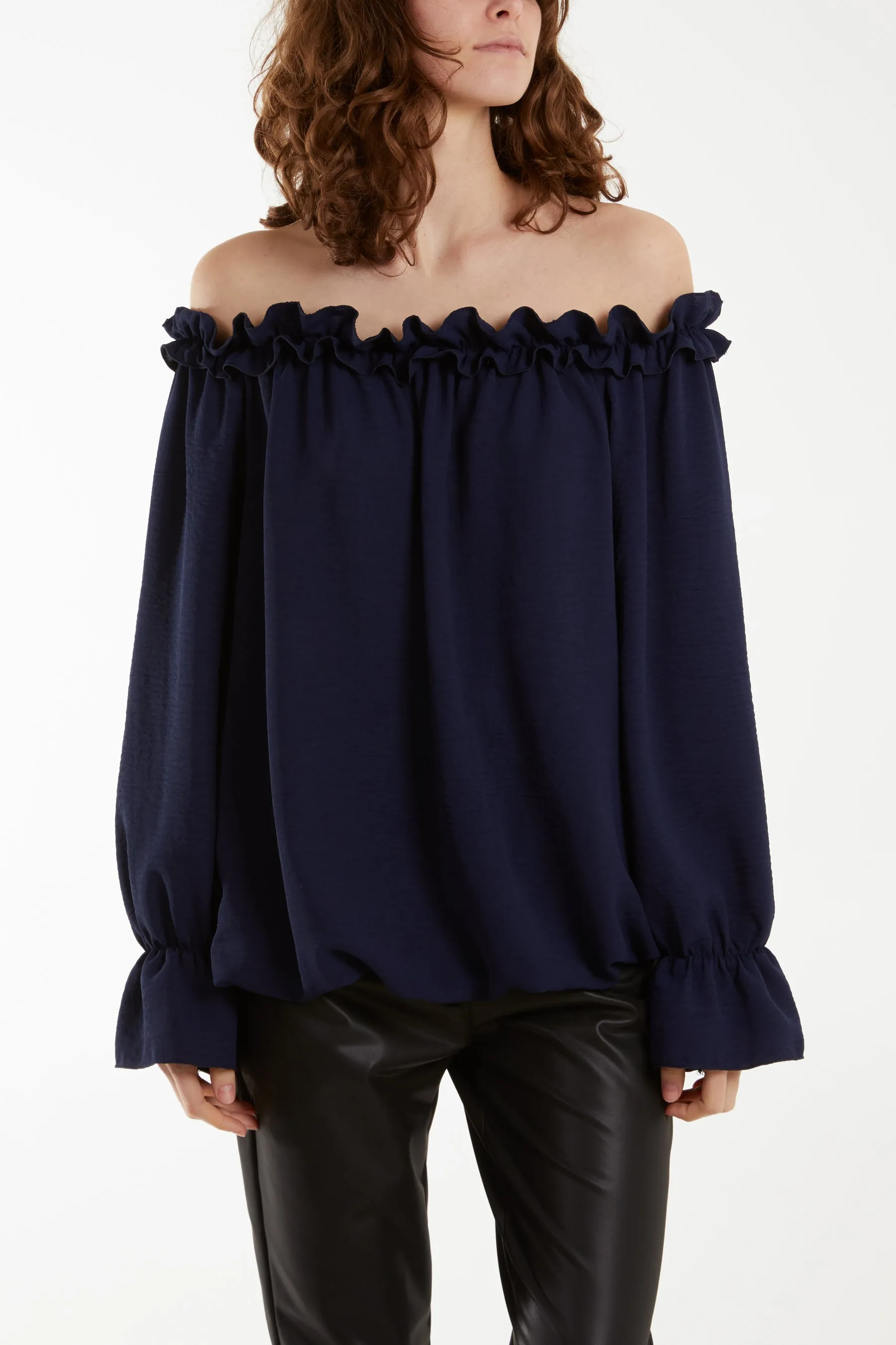 Bardot Ruffle Bubble Hem Blouse