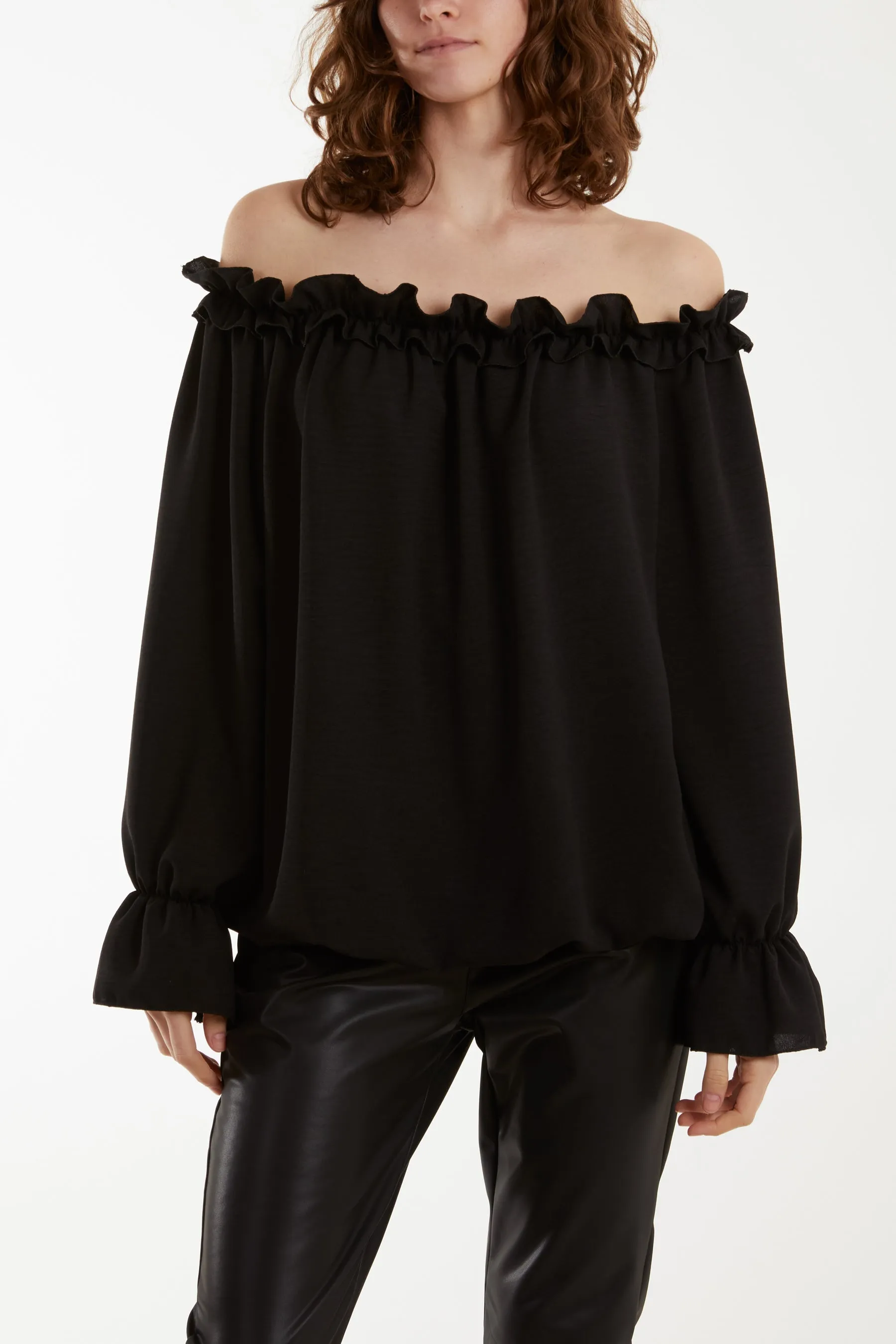 Bardot Ruffle Bubble Hem Blouse