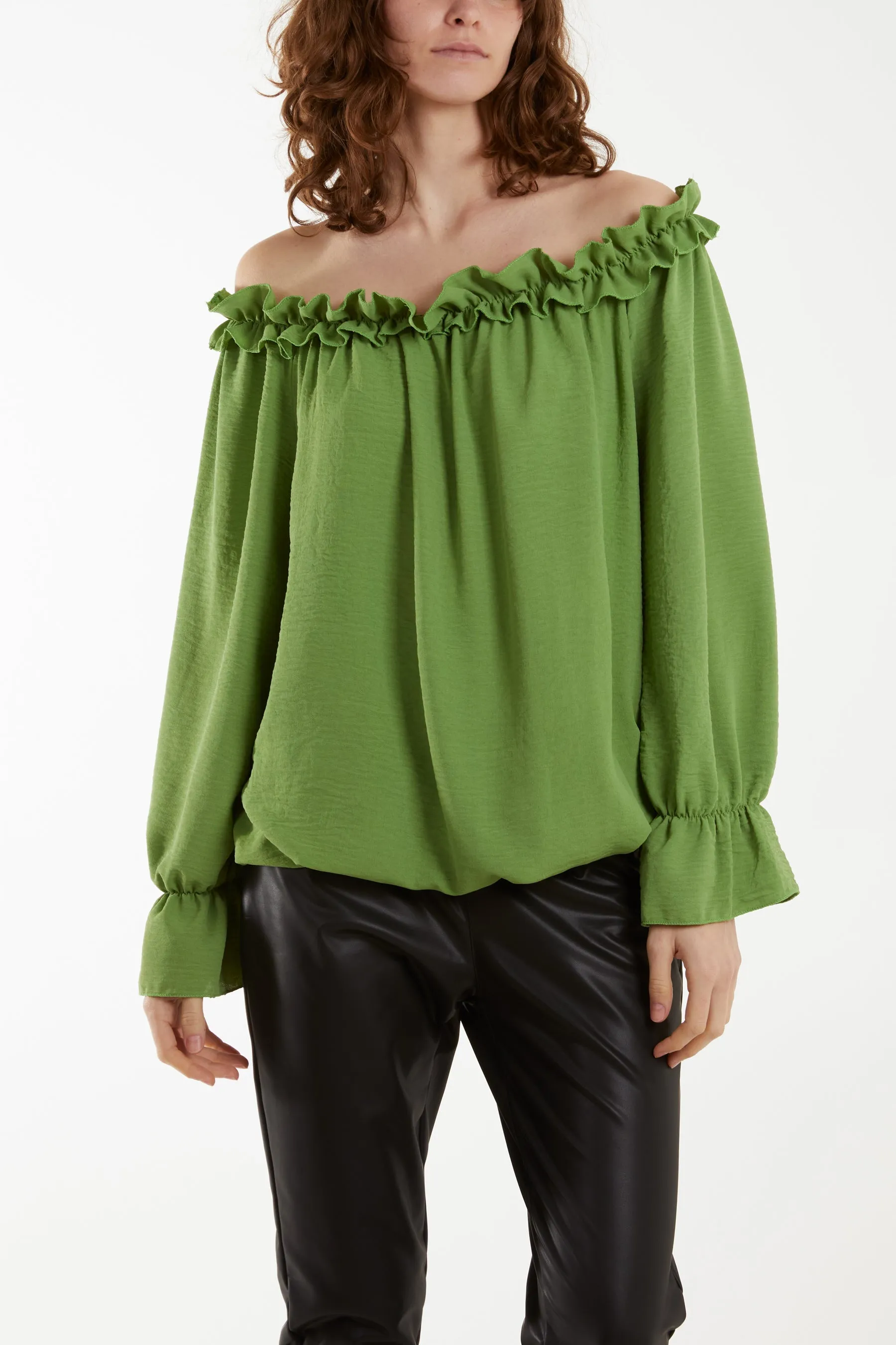 Bardot Ruffle Bubble Hem Blouse