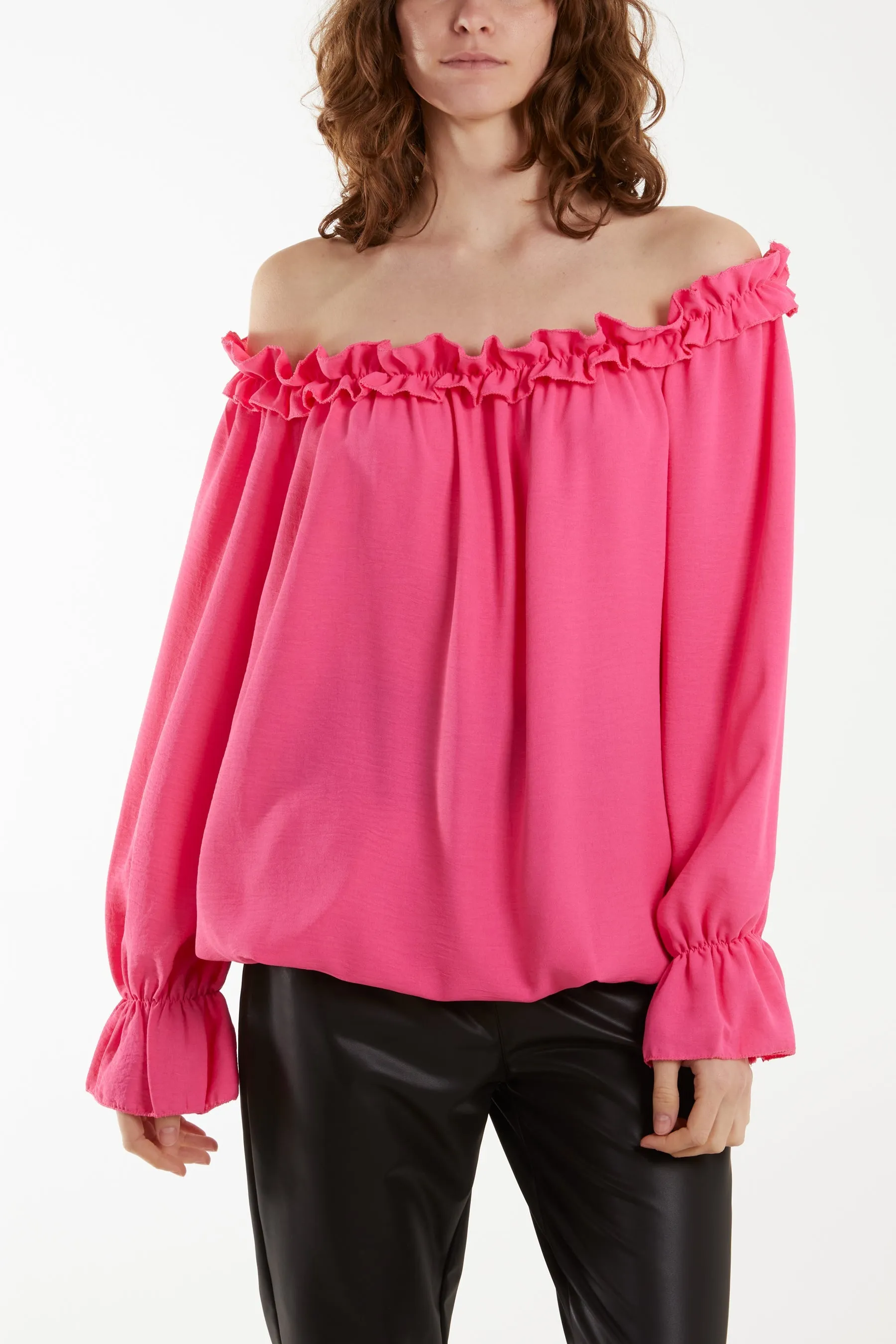 Bardot Ruffle Bubble Hem Blouse