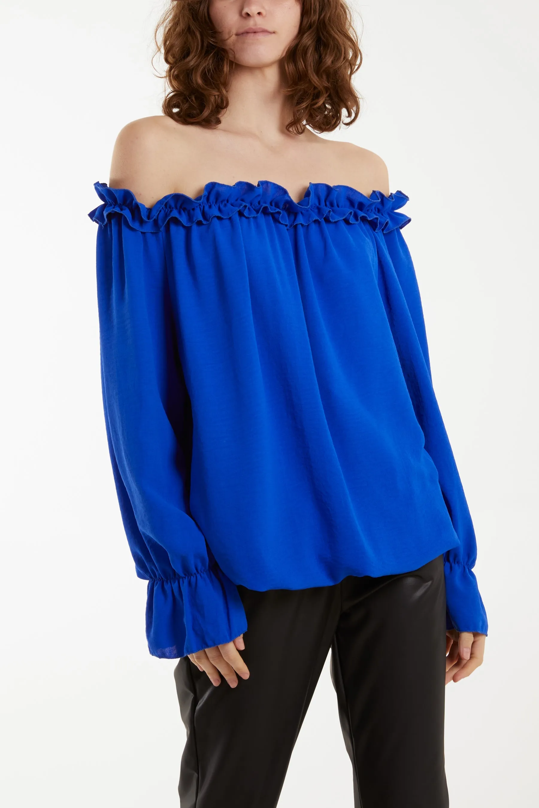 Bardot Ruffle Bubble Hem Blouse
