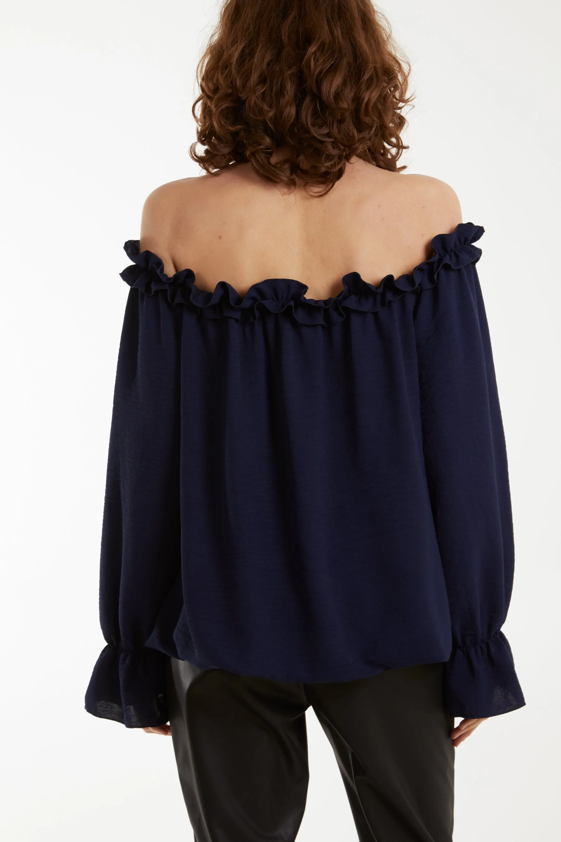Bardot Ruffle Bubble Hem Blouse