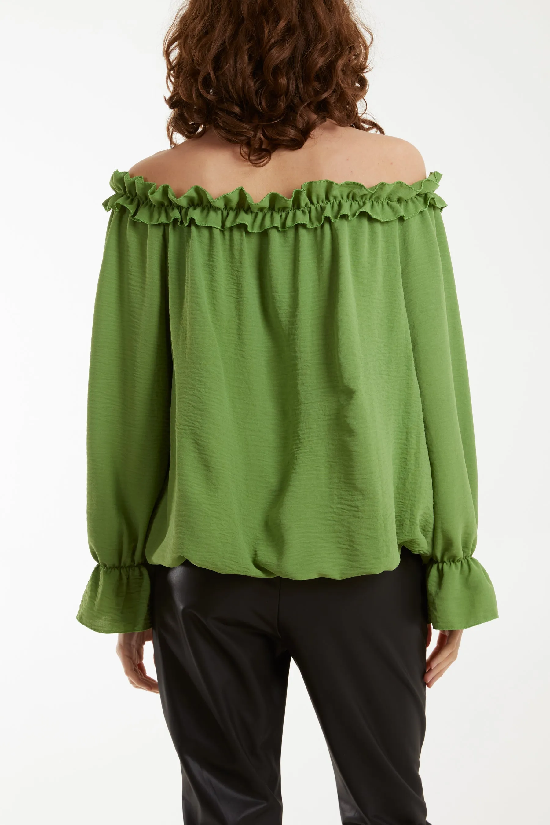 Bardot Ruffle Bubble Hem Blouse