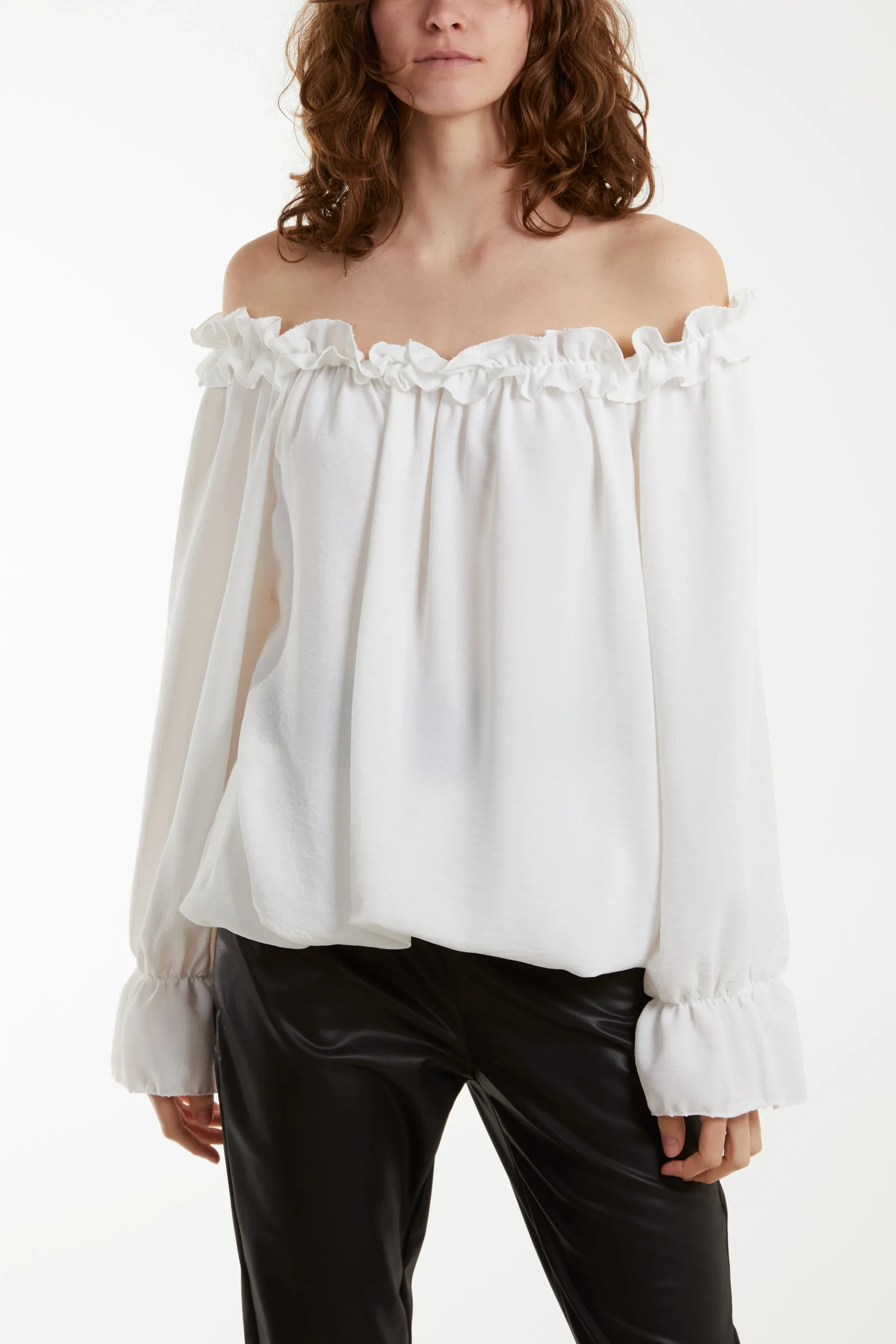 Bardot Ruffle Bubble Hem Blouse