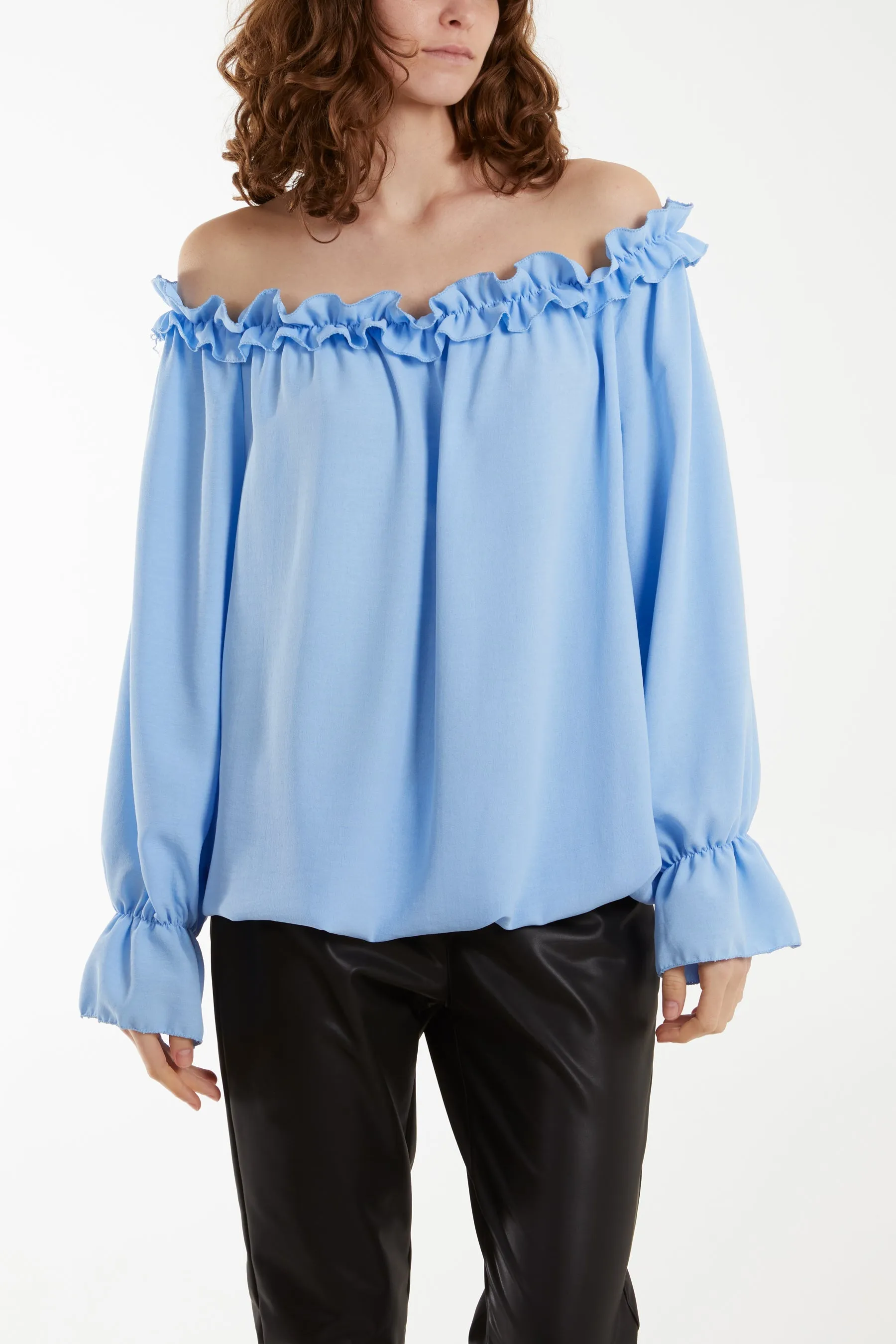 Bardot Ruffle Bubble Hem Blouse