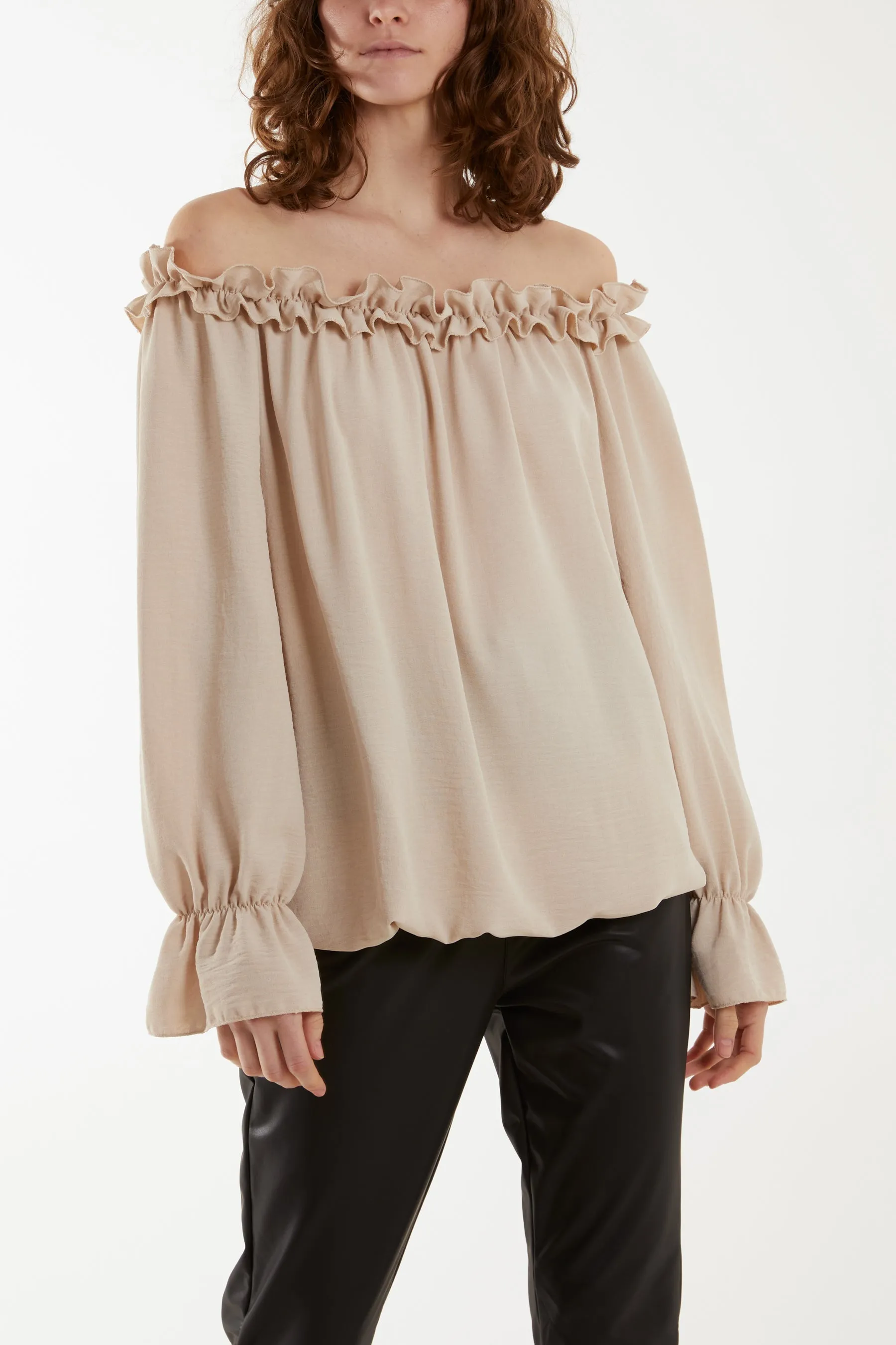 Bardot Ruffle Bubble Hem Blouse
