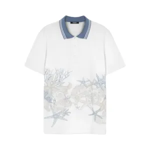 BAROCCO SEA GRAPHIC POLO SHIRT WHITE PRINT