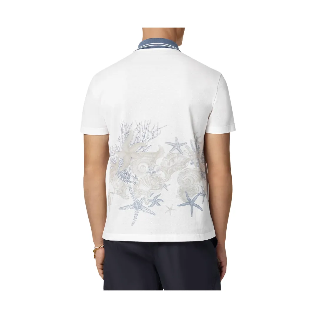 BAROCCO SEA GRAPHIC POLO SHIRT WHITE PRINT