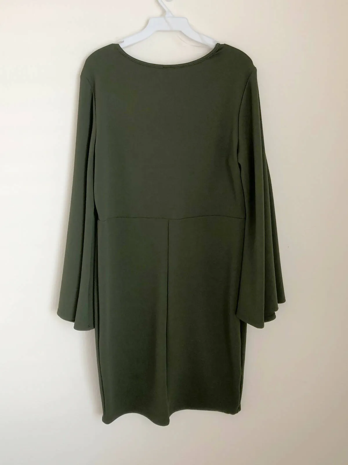 Bell sleeve deep V neck dress