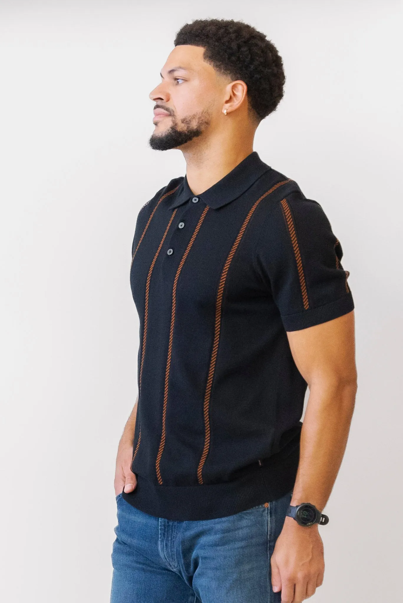 BEN SHERMAN Jacquard Stripe Polo